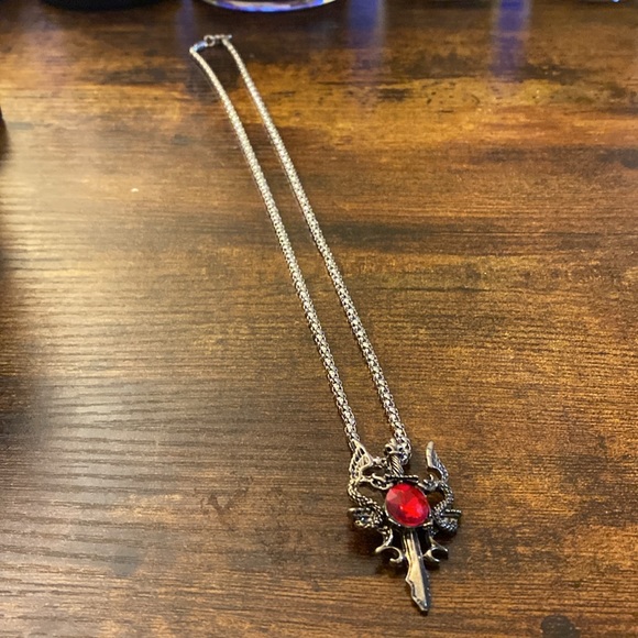 Dragon, Dagger, and  Red Crystal necklace - Picture 3 of 5